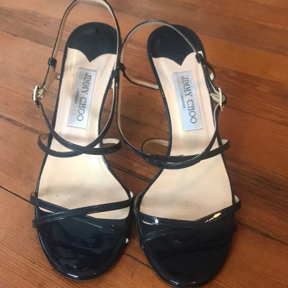navy patent sandals
